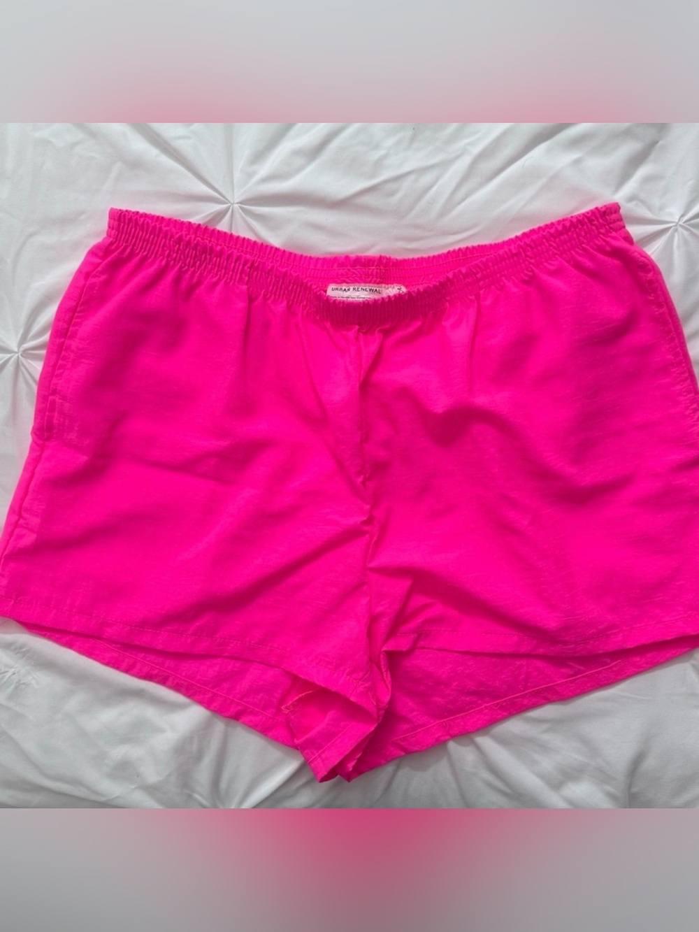 UO Urban Renewal Remnants Shorty Nylon Short Elastic Waist, Large, Hot Pink